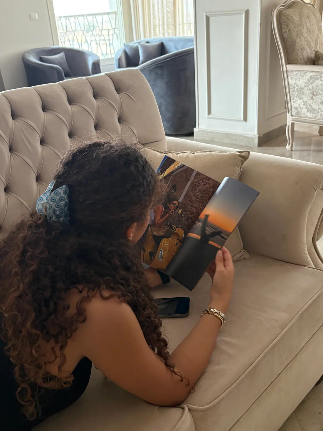 A Picskis photobook, printed and opened at home